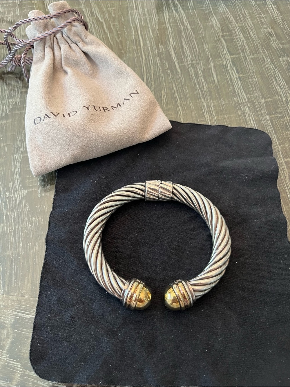 David Yurman Two-Tone Cable Cuff Bracelet - Silver and Gold Accents
